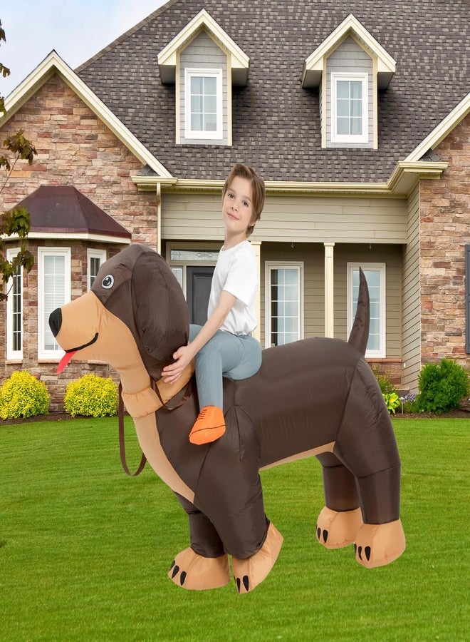 One Casa Inflatable Dog Costumes for Kids,Blow Up Dachshund Suit,Ride On Halloween Costumes for Boys Girls (7-10YRS) - Image 2